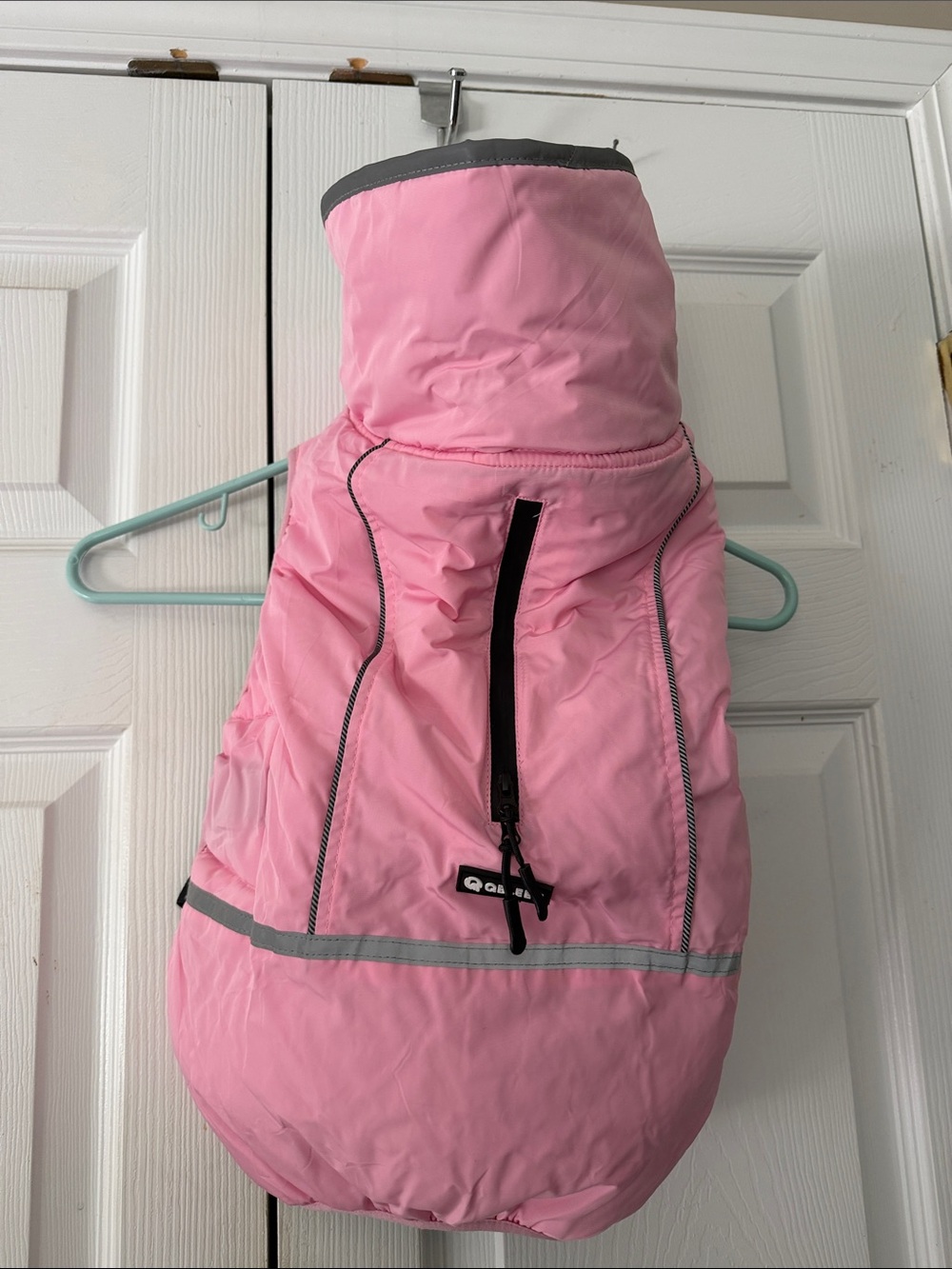 Qbleev pink gray winter dog coat with fleece inside Sz L NWOT